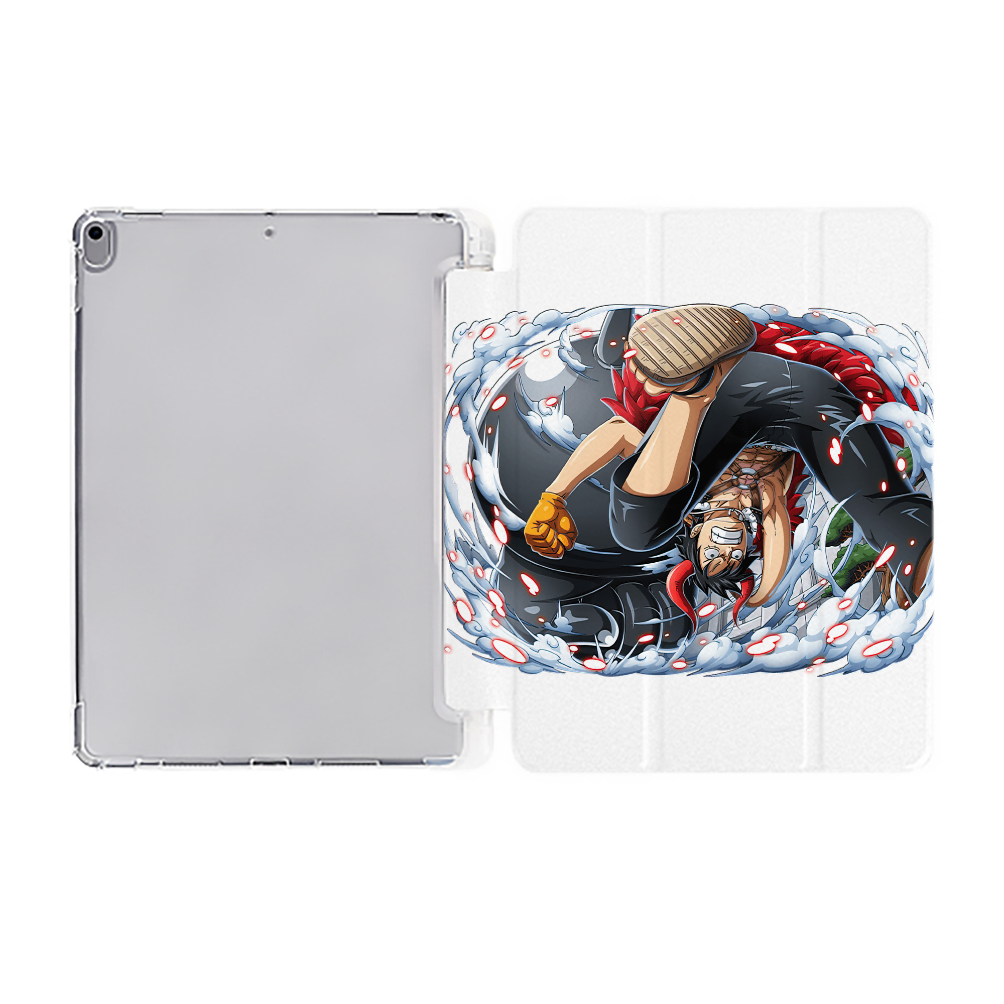 （画像用） ワンピース モンキー・D・ルフィ ONE PIECE Monkey D. Luffy IPad ケース ペン収納付き 三つ折りスタンド PUレザー×シリコン 対応機種9.5/10.5/10.9インチ